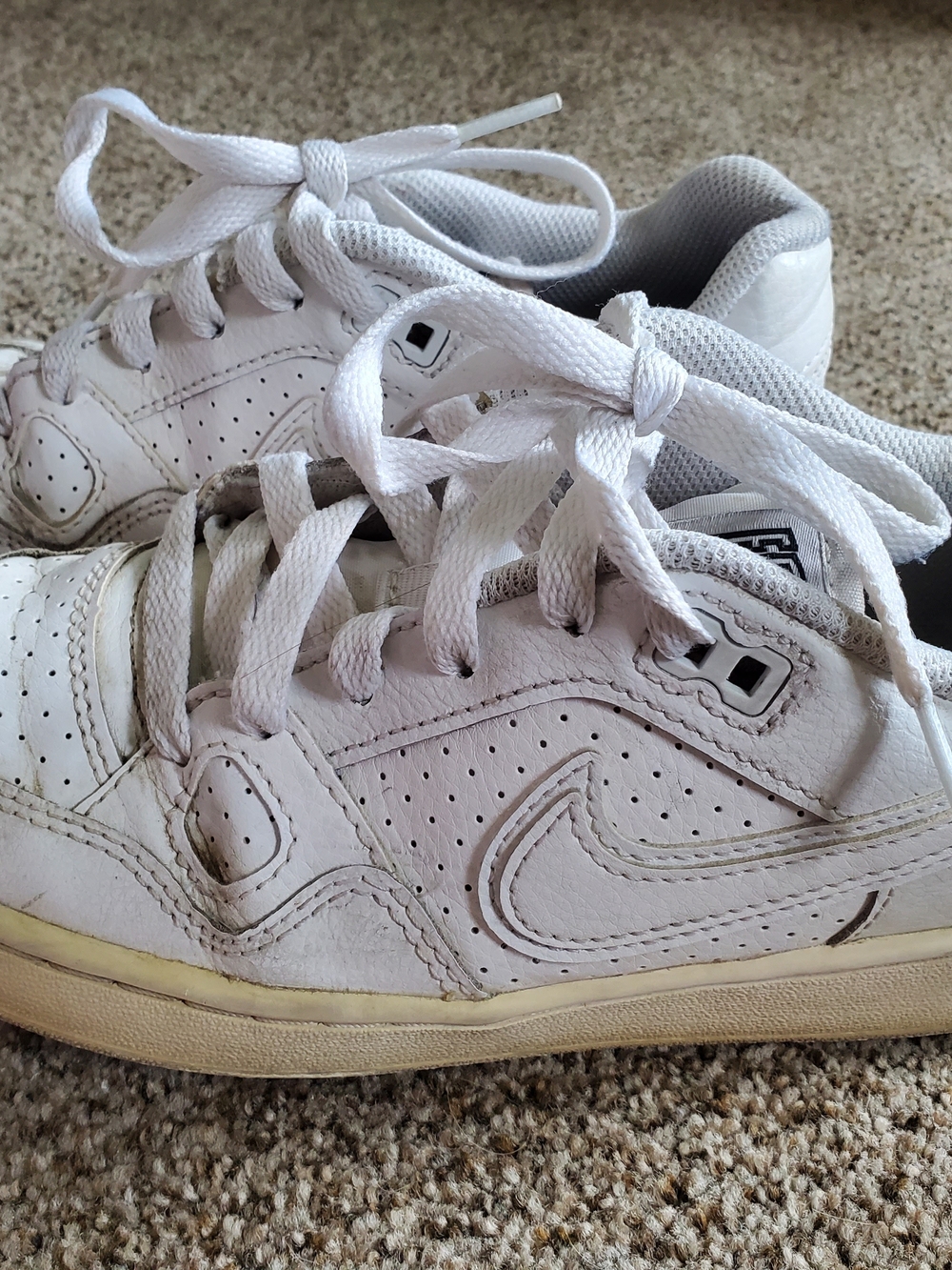 Nike Kids White Low-Top Sneakers with Perforated Leather